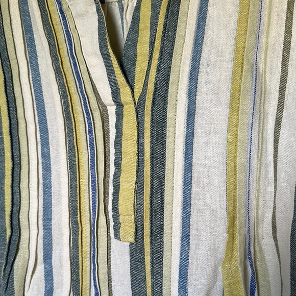 Sonoma Green and Yellow Pleated Sundress V-Neck Midi - Picture 5 of 8